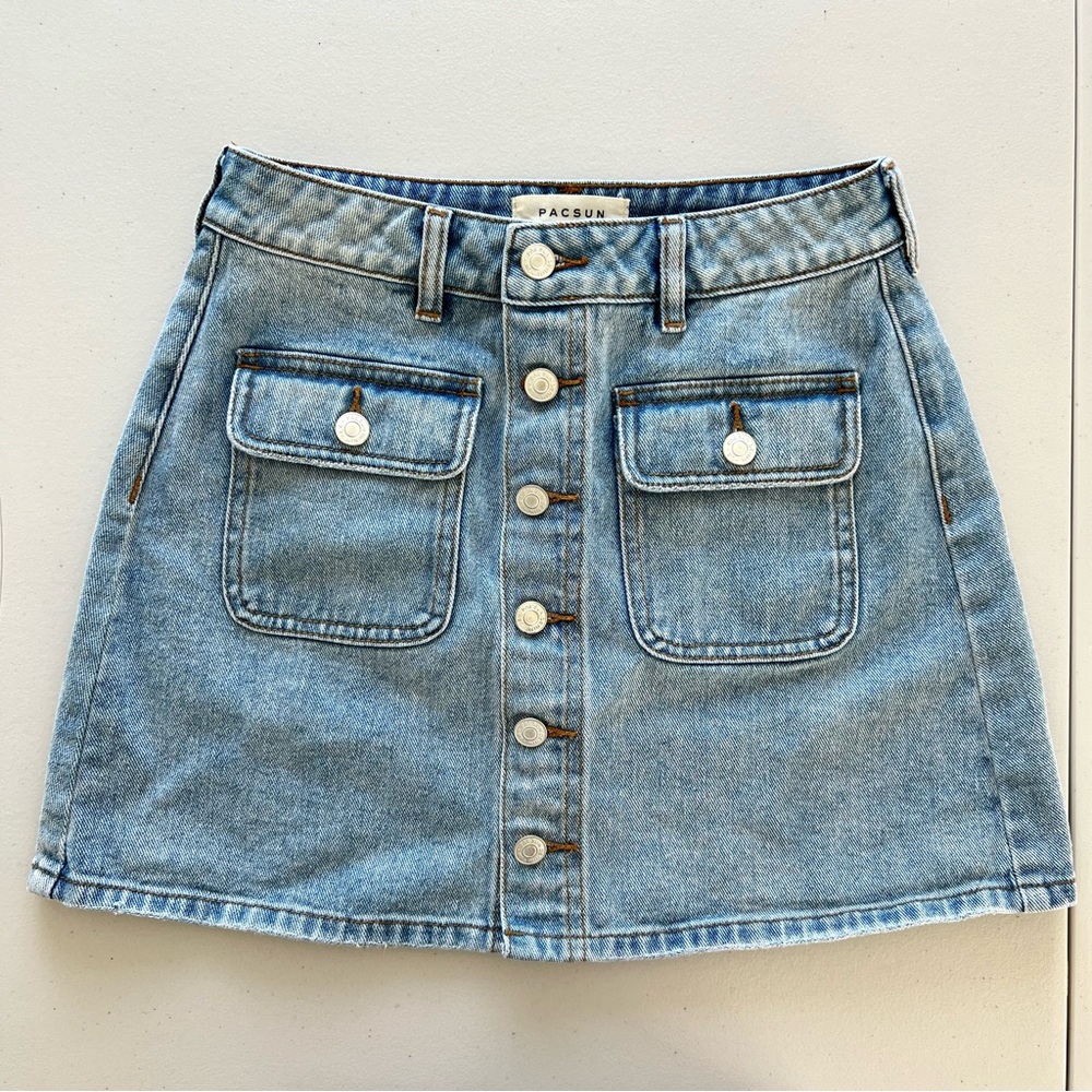 PacSun // Women's Light Wash Y2K Denim A-line Skirt